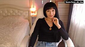 tamarra roman brunette milf rips jeans teases ass wiggles strips clit fingering