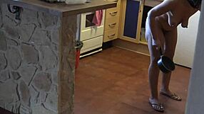 Cheating French milf teases voyeur stepson by letting him hump her tight asshole