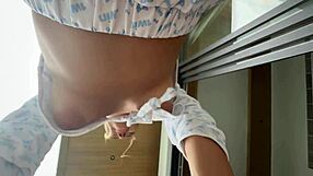 small asian teen massages muscular guy's monster cock before tight pussy ride