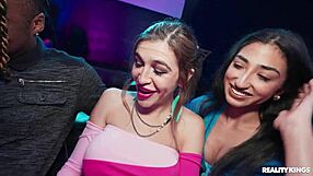 athletic latina brunette swaps cum after group facial in nightclub reality orgy