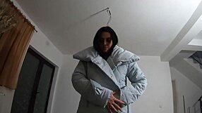 Hot Pantyhose Cheating Wife Plays Dirty with Cock Cumshots on Downjacket!