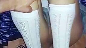 Teacher takes uniformed schoolgirl at wife's house