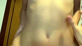 Skinny girlfriend rides huge cock cowgirl spreading her narrow ass wide