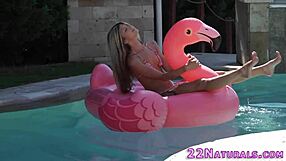damn this slender bikini blonde babe sixtynines outdoors so hot