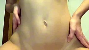 Skinny girlfriend rides huge cock cowgirl spreading her narrow ass wide