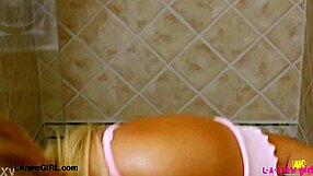 blonde model relaxing in her sensual shower