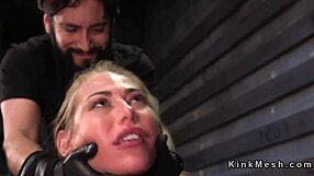 Gagged blonde bound for deepthroat choking face fucking