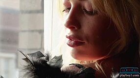 sexy canadian blonde katie jean rips lingerie for hot playboy striptease!