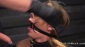 Gagged blonde bound for deepthroat choking face fucking