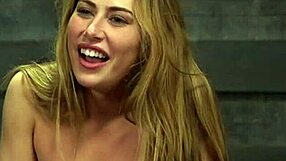 Gagged blonde bound for deepthroat choking face fucking