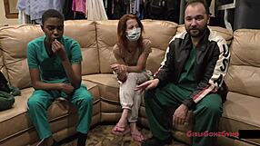 soccer star jewel gets tickled in latex nurse gloves during sports physical at hospital