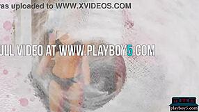 sexy canadian blonde katie jean rips lingerie for hot playboy striptease!