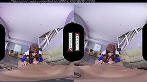 Overwatch DVA cosplay gamer gets her tight pussy pounded hard in VR reality