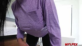 Perv StepSon Jerks Off Big Tit Mom While She Cleans!