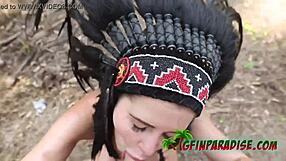 dirty asian teen gets bent over and slammed hard in forest pov