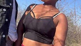 bent ebony takes monster cock doggystyle outdoors quick creampie
