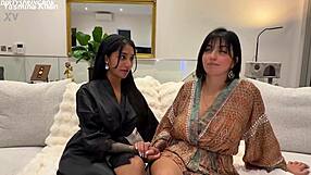 Arab milf Aaliyah Yasin rides huge tits fat ass shaking lesbian toy rough!