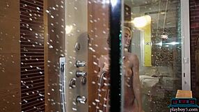 sexy canadian blonde katie jean rips lingerie for hot playboy striptease!