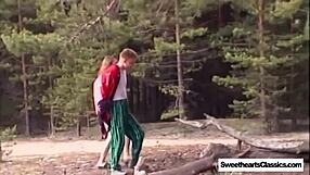 Deep forest fingering turns into wild outdoor pussy lick!