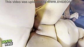 Chubby latina bride's tight ass fucked hard in interracial orgy while cuckold groom watches closeup