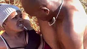bent ebony takes monster cock doggystyle outdoors quick creampie