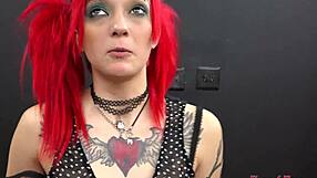 Petite inked redhead Jackie slurps sloppy rimjob then licks ass passionately she loves it