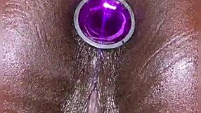 ebony slut homemade anal plug stretches big pussy till squirting orgasm
