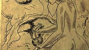 vintage erotic art showcases hairy retro scenes in antique style