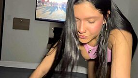 ella bounces wildly on roommate's cock using it as her sex toy