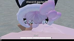 Fucking Roblox slut deep on beach with rough anal