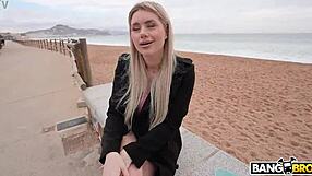 french babe rides cock outdoors then takes facial 😈🍆💦