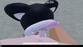 Fucking Roblox slut deep on beach with rough anal