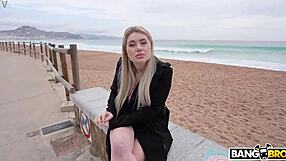 french babe rides cock outdoors then takes facial 😈🍆💦