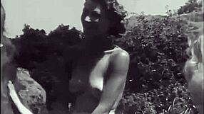 dark lantern shows vintage hairy nature girls outdoors with natural tits