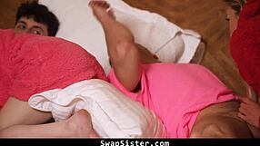 Pervy stepsisters lure stepbrothers into intense foursome orgy