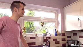 blonde granny spreads for horny man's rough kitchen pounding