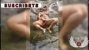 step bro films my wet public river pussy rub for voyeurs