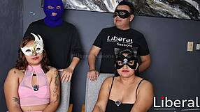 Young couple's nervous first swingers exchange with cute latina wife and friend