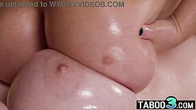 Blonde BBW Bride Codi Vore Gets Oily Massage from Lesbian French MILF