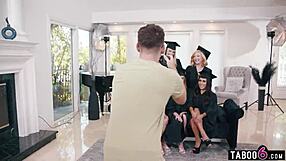 Milf graduation party erupts into wild reverse gangbang orgy
