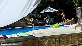 Lexi Bloom's Petite Body Bound in Bondage Takes Monster Cock Poolside Facial