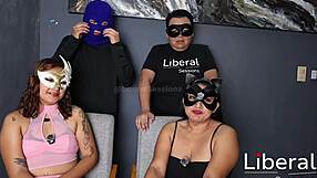 Young couple's nervous first swingers exchange with cute latina wife and friend