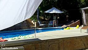 Lexi Bloom's Petite Body Bound in Bondage Takes Monster Cock Poolside Facial
