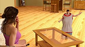 Giantess milf towers over tiny guy in growth comic