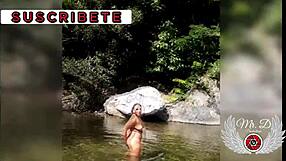 step bro films my wet public river pussy rub for voyeurs