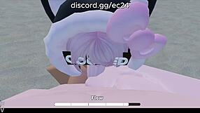 Fucking Roblox slut deep on beach with rough anal