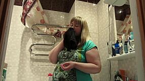 Chubby milf sniffs stolen panties then stuffs them in her hairy pussy