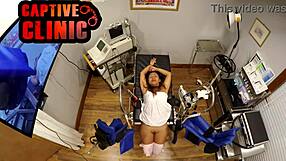Behind the scenes bloopers of naked melany lopez bound in gyno exam at bondageclinic interrogation