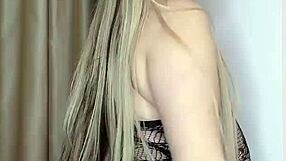 Milf Caresses Big Natural Tits Through See-Through Clothes in Crossdressing Tease