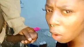 This african teen gives me the sloppiest head ever then takes cum facial